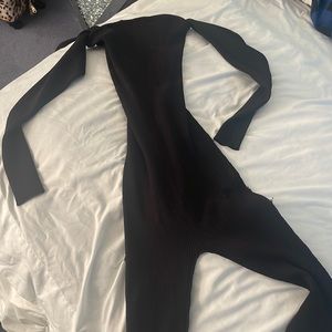 Black onesie strap less with long sleeves